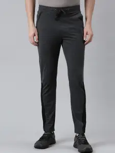 Force NXT Men Charcoal Grey Solid Cotton Track Pants