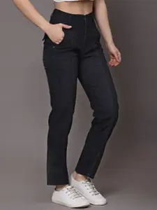 KASSUALLY Women Black Relaxed Fit High-Rise Stretchable Jeans