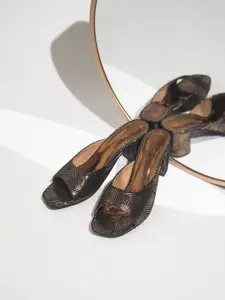 Inc 5 Gold-Toned Printed Party Block Heels