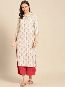 all about you Women Off White Floral Printed Floral Kurta