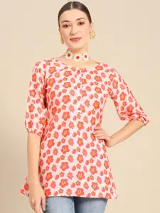 all about you Pink Floral Printed Kurti