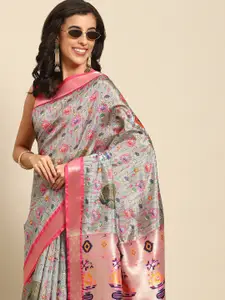 Silk Land Kalamkari Kanjeewaram Art Silk Zari Woven Digital Print saree