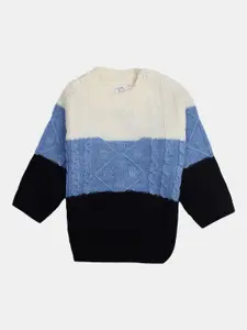 V-Mart V-Mart Girls Navy Blue & Black Colourblocked Colourblocked Pullover
