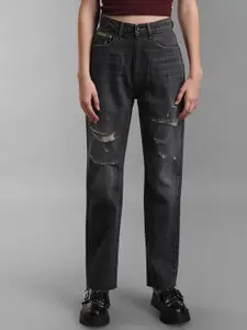 KZ07 By Kazo Women Grey High-Rise Mildly Distressed Light Fade Jeans