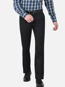 Oxemberg Men Navy Blue Slim Fit Formal Trouser