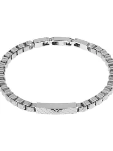 Emporio Armani Men Silver-Toned Wraparound Bracelet