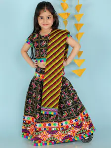 KID1 Girls Black & Red Embroidered Ready to Wear Lehenga Choli