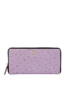 Da Milano Women Purple & Gold-Toned Textured Leather Wallet