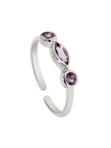 March by FableStreet Purple Silver-Plated & Quartz Studded Finger Ring