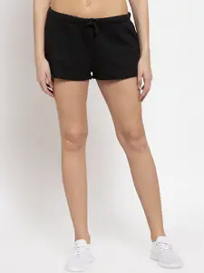 DOOR74 Women Black Cotton Outdoor Sports Shorts