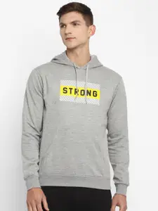 OFF LIMITS Men Grey Melange Cotton Hooded Sweatshirt