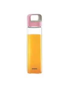 BOROSIL Transparent-Coloured Microwave Safe Glass Water Bottle 550 ML