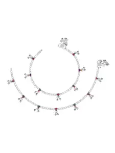 AanyaCentric Women Silver-Plated Beaded Anklets