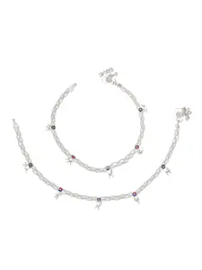 AanyaCentric Women Silver-Plated White Anklets