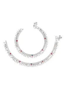 AanyaCentric Women Silver Plated Anklets