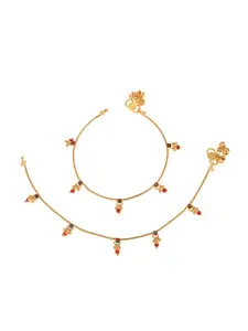AanyaCentric Women Gold-Plated Beaded Anklet