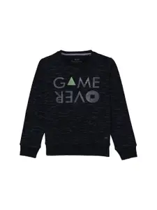 Status Quo Boys Black Printed Sweatshirt