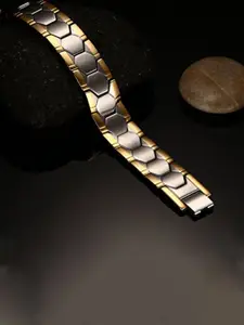 ZIVOM Men Silver-Toned & Gold-Toned Silver-Plated Wraparound Bracelet