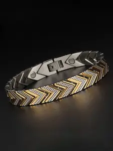 ZIVOM Men Silver-Toned & Gold-Toned Silver-Plated Link Bracelet
