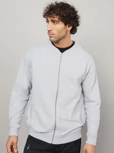 Styli Styli Men Grey Solid Cotton Sweatshirt