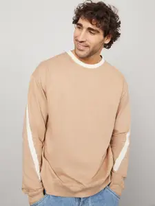 Styli Colourblocked Sleeves and Neck Regular Cotton Sweatshirt