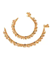 AanyaCentric Women Gold-Plated Beaded Anklets