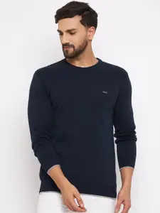 Duke Men Blue Solid Acrylic Pullover