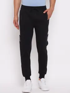 Duke Men Black Solid Slim-Fit Fleece Joggers