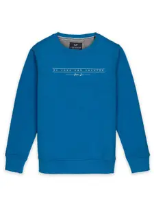 Status Quo Boys Blue Printed Cotton Round Neck Sweatshirt