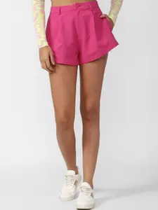 FOREVER 21 Women Pink Cotton Solid Shorts