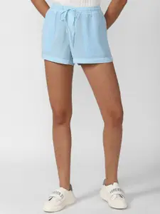 FOREVER 21 Women Blue Cotton Solid Shorts