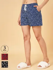 YU by Pantaloons Pack of 3 Floral Print Cotton Regular Shorts