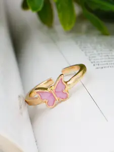 Ferosh Women Gold-Plated Butterfly Shaped Adjustable Finger Ring