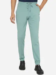 JADE BLUE Men Teal Green Solid Slim-Fit Cotton Track Pants