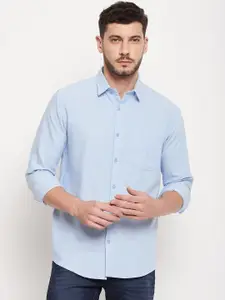 Duke Men Blue Solid Cotton Casual Shirt