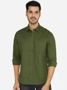 Greenfibre Men Green Classic Cotton Casual Shirt