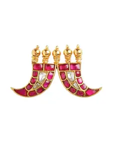 ahilya Women 92.5 Sterling Silver White & Pink Stone-Studded Gold-Plated Pendant