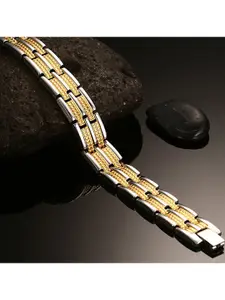 ZIVOM Men Silver-Toned & Gold-Toned Silver-Plated Link Bracelet