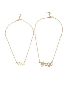 Young & Forever Gold-Toned & White Brass-Plated Layered Necklace