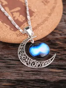 Young & Forever Silver-Toned & Blue Silver Silver-Plated Necklace