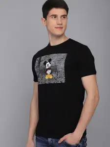 Free Authority Men Mickey & Friends Black Cotton Printed T-shirt