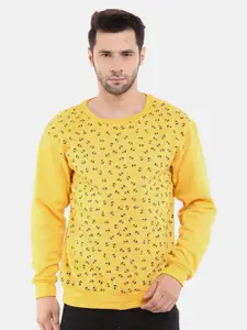 V-Mart Men Mustard Printed Cotton Sweatshirt