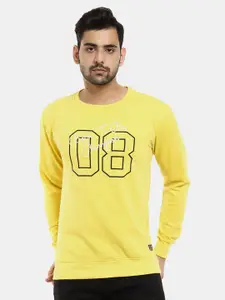 V-Mart Men Yellow Printed Cotton Sweatshirt