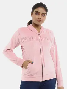 V-Mart Women Pink Hooded Cotton Sweatshirt