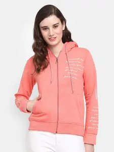 V-Mart Women Multicoloured Printed Hooded Cotton Sweatshirt