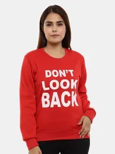 V-Mart Women Red Printed Cotton Sweatshirt