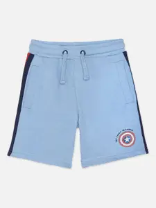 Kids Ville Boys Captain America Blue Cotton Shorts
