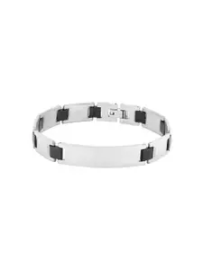 ZIVOM Men Silver-Toned & Black Silver-Plated Link Bracelet