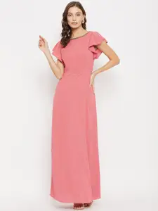 Madame Women Peach-Coloured Maxi Dress