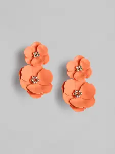 Forever New Orange Floral Drop Earrings